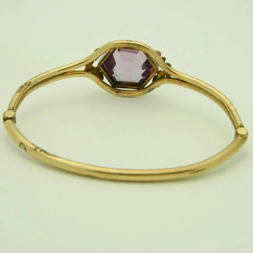 Purple Glass Rhinestone Gold Filled Victorian